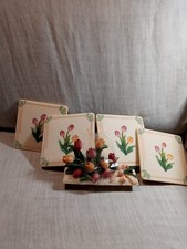A Set Of Four Hand-painted Tulip Richasco Porcelain Coasters Beautiful Design