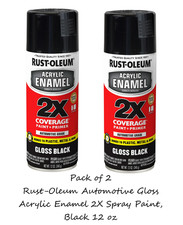 Rust-Oleum Automotive Gloss Acrylic Enamel 2X Spray Paint, Black 12 oz 2 Pack 