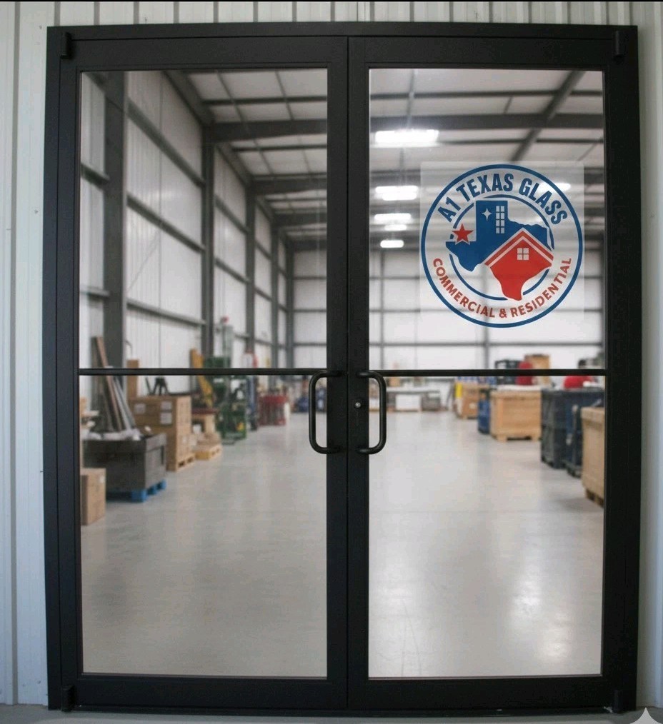 6x7 Double Commercial Storefront Door Pair w/ Glass, Frame & 2 Closers Bronze