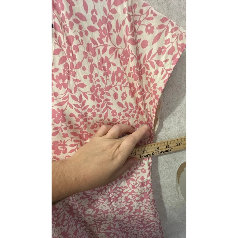 Vestido midi Isabella Bird de seda estampado floral cuello en V rosa coqueta talla 10 Foto 4 de 4