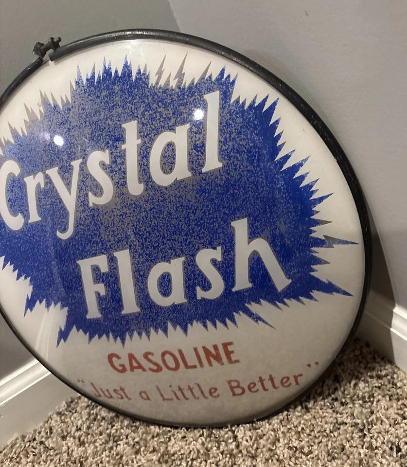 老式水晶闪光灯燃气泵地球灯玻璃镜头车库油标志 — 第 3/4 张图片