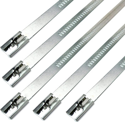 10 Pack Secure 14'' Long Stainless Steel Positive Locking Zip Ties Heat Resistant