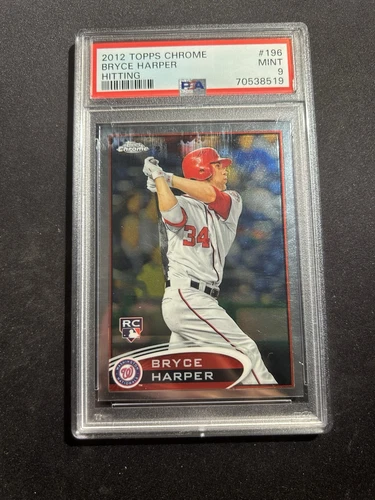 2012 Topps Chrome Bryce Harper Hitting #196 Rookie RC PSA 9 Mint