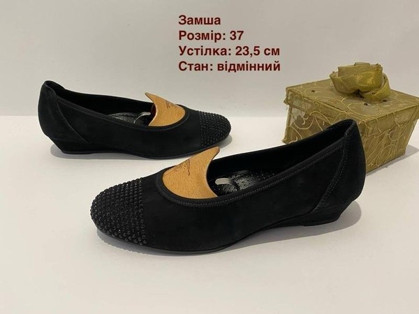 Women Gabor Heels Black Suede 36.5 #7T1X