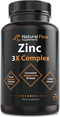 Zinc Supplement Complex with Copper and Vitamin C - Natural Flow 3X Zinc... 