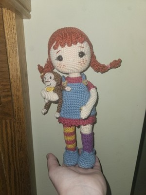 Handmade 10 inch Crocheted pippi longstocking. 