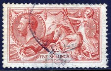 GB KG V 1919 5/- Seahorses Pale Rose-Carmine Bradbury SG 416 (Spec.N68[2]) VFU