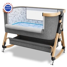 Baby Bassinet Bedside Sleeper Portable Crib with Mosquito Net 6 Height whiffee