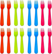 16Pcs Plastic Kids Forks, Reusable Toddler Utensils with Bright Colors, Durable