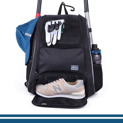 Baseball Bat Bag Backpack   T-Ball Softball, Shoe Compartment, Lightweight