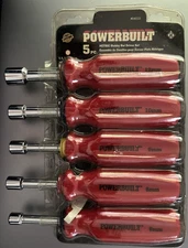 Powerbuilt 5pc Metric Stubby Nut Driver Set 646523 Sealed