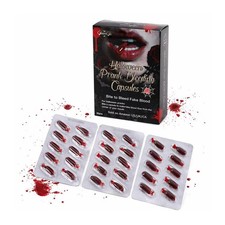 GloomGlo 30Pcs Fake Blood Capsules Vampire Horror Props Halloween 30pcs, Red