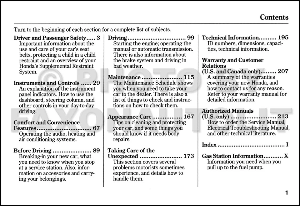 Manuale Dell'Utente Originale Honda Del Sol 1996 - Immagine 2 di 2