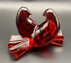 バカラ鳥 Baccarat Crystal Loving Doves Ruby インテリア小物 バカラ