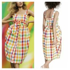 Christopher John Rogers x Target Dress Colorful Checkered Plaid Size 2 Midi