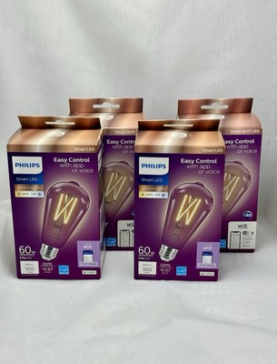 -4 Pack- Philips Smart Light Bulbs 60w Tunable White Wi-Fi LED Filament ST19