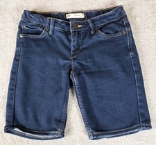 Levi's Girls Bermuda Shorts 10 Reg Dark Wash Adjustable Waist 22-26" Stretch