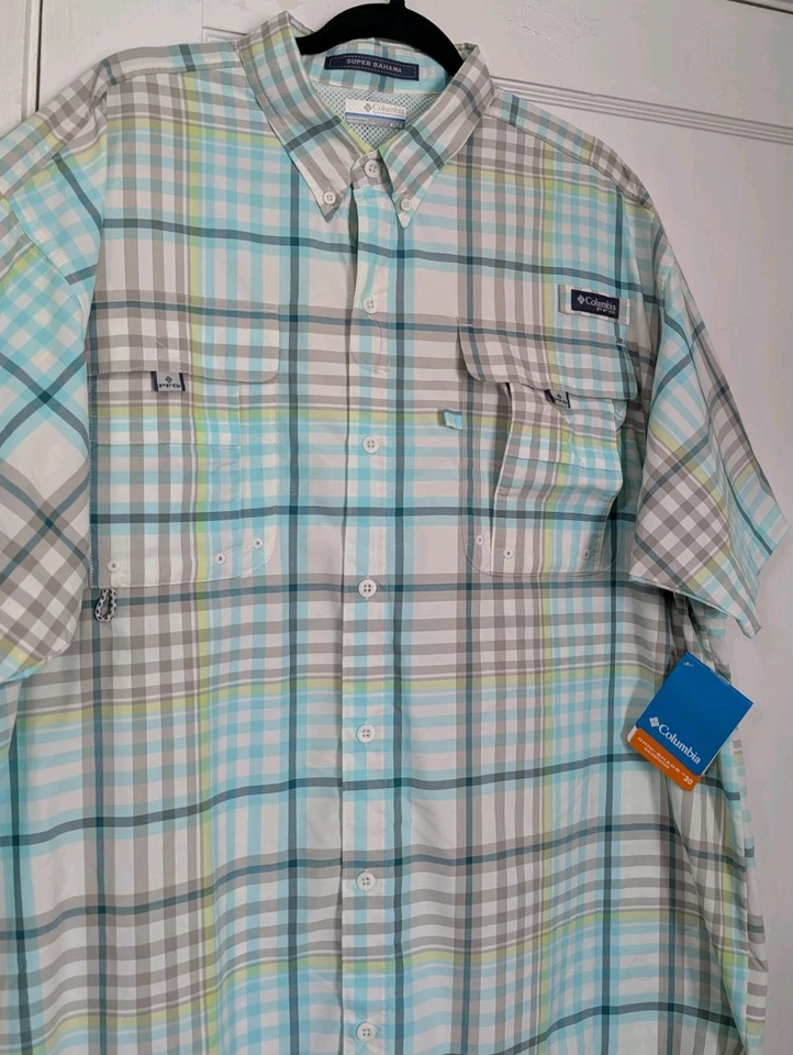 Camisa de pesca Columbia PFG Super Bahama XL a cuadros ventilada nueva con etiquetas malla UPF 30 Foto 2 de 4