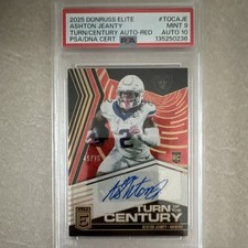 2025 Donruss Elite Ashton Jeanty Auto Red /75 Raiders TOC-AJE PSA 9/ Auto 10