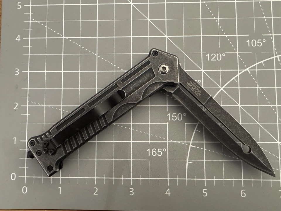 Cuchillo de punta de lanza MTECH USA MT-A840 lavado a la piedra Sprg Asst con interruptor 4,75" cerrado Foto 2 de 4