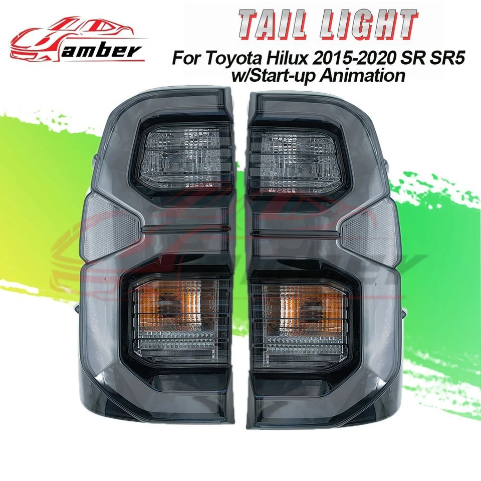 Pair Smoke LED Tail Lights Rear Brake Lamps For Toyota Hilux SR SR5 2015-2020 - image 4 of 4