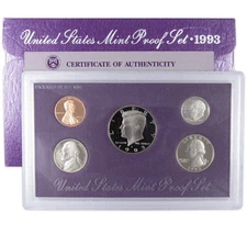 1993 Clad Proof Set U.S. Mint Original Government Packaging OGP COA