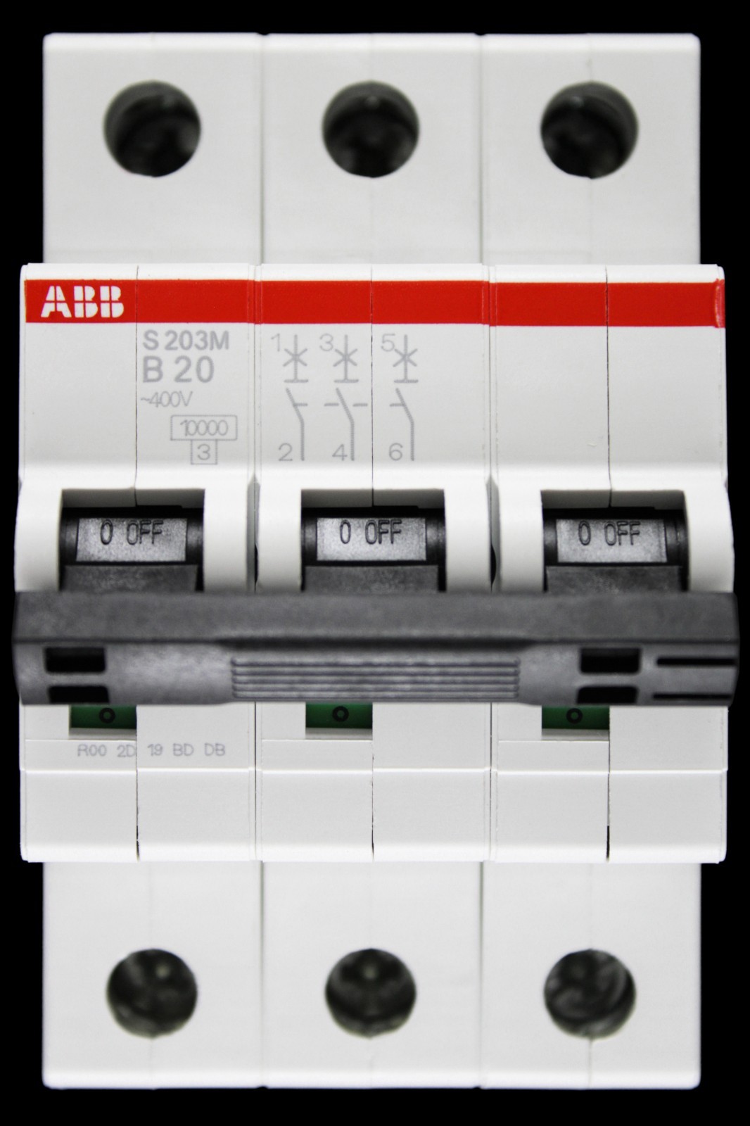 ABB 20 AMP CURVE B 10kA TRIPLE POLE MCB CIRCUIT BREAKER S203M 2CDS273001R0205