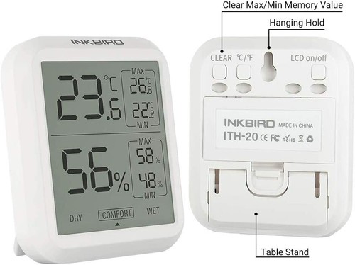Thermometer Hygrometer ITH-20 Monitor für den Außenlufttemperatur LCD Max Min CF - Bild 4 von 8