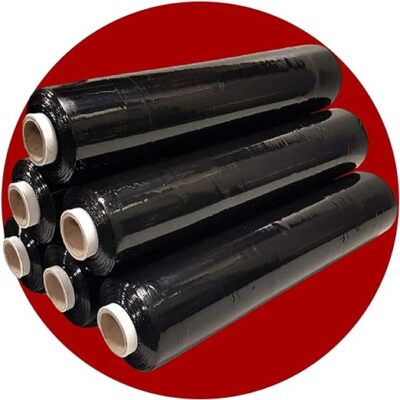 STARKE SCHWARZE PALETTENFOLIE ROLLEN STRETCH SCHRUMPFEN PAKET VERPACKUNG KLAMMERN