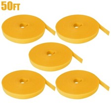 5x 50FT Roll Reusable Hook Loop Self Attaching Cable Tie Fastening Tape Yellow