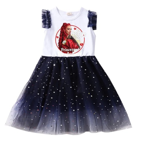 Kids Dress Girls Descendants 4 Red Costume Sleeveless Mesh Princess Dresses - Picture 10 of 32