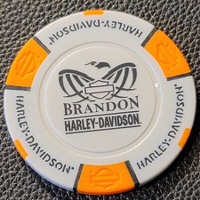 BRANDON HD ~ FLORIDA (Gray/Orange design 2) Harley Davidson Poker Chip CLOSED