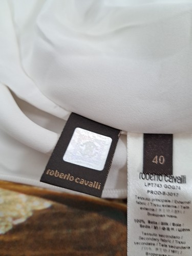 ROBERTO CAVALLI asymmetrisches Seidenoberteil Kettenmuster Flügelärmel eine Schulter neu mit Etikett 40 - Bild 20 von 24
