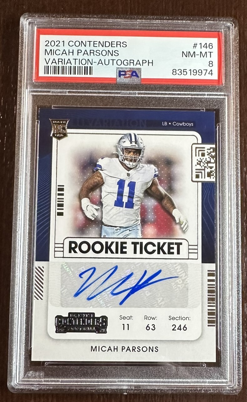 2021 Panini Contenders MICAH PARSONS Variation Autograph RC Auto PSA NM-MT 8