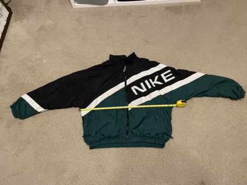 VINTAGE 90s Nike Windbreaker Track Jacket Mens M LOGO Green Lined Full Zip EUC - Picture 1 of 8