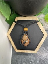 30" Braided Black Cord Necklace  Natural Stone Chakra Carnelian New B3716