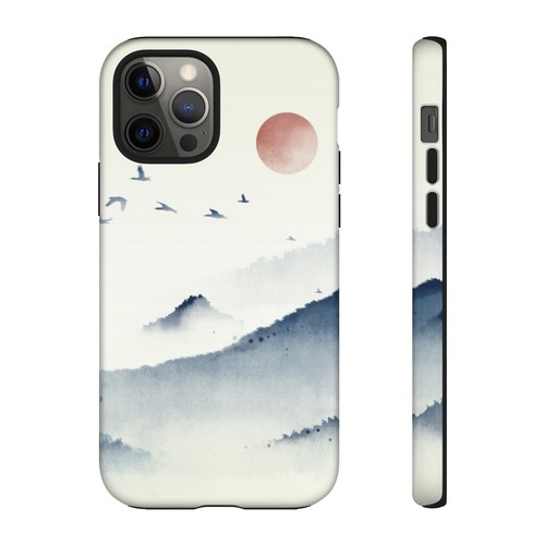 Mountain Sky Cell Phone Case - Blue Watercolor Ink Japanese Style Print - Gift - Picture 27 of 48