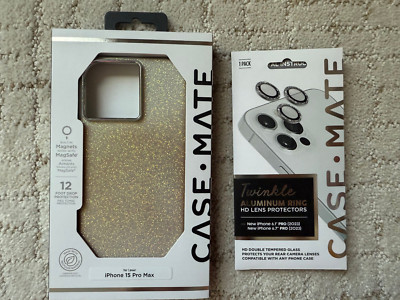 EUC Case Mate Magsafe Case & Twinkle Ring Lens Protectors IPhone 15 Pro Max