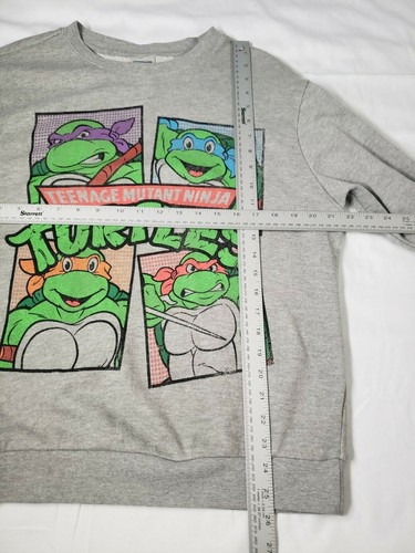 Nickelodeon Boys Size L Gray Ninja Turtles Vintage Look Long Sleeve Sweat Shirt - Picture 8 of 11
