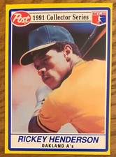 RICKEY HENDERSON, RARE ! 1991 "POST" CEREAL CARD IN EXCELLENT CONDITION ! WOW !