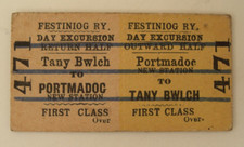 Festiniog Railway Ticket 1st Cl Day Return Tany Bwlch To Portmador 471
