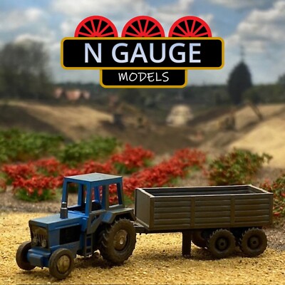 LACKIERT - N Maßstab Spurweite 1970er Jahre Traktor & Anhänger 1:148 (Country Farm Ford 1:160)