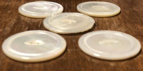 Set Of Five Large Abalone MOP 2-Hole Flat Shell 1 1/2" Diameter Buttons - Picture 6 of 10