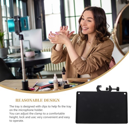 Microphone Clamp Tray Stand Mount Tripod Sound Card Work Clip Shelf - Photo 3 sur 12