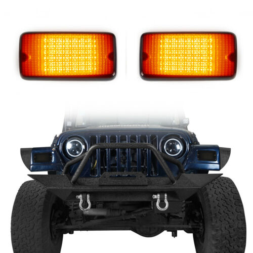 2 piezas señal de giro DRL de lente ahumada con luz LED ámbar para Jeep Wrangler TJ 97-06 - Imagen 2 de 12