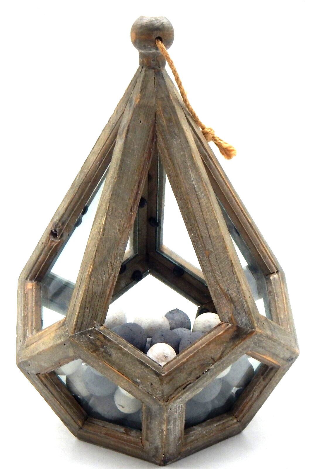 Lantern Wood Diamond Rustic Indoor/Outdoor Hanging NEW WITH 
