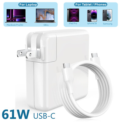 61W USB C Type C Power Adapter For MacBook PRO 13'' A1718 A1708 Cable OEM Charger