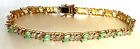 Emerald Station Tennis Bracelet 7" Vtg 925 Sterling Silver Green