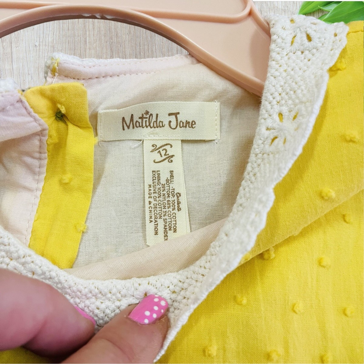 Matilda Jane STAY GOLDEN Dress Size 12 Yellow Floral Dot Crochet Trim summer Matilda Jane STAY GOLDEN Dress Size 12 Yellow Floral Dot Crochet Trim summer