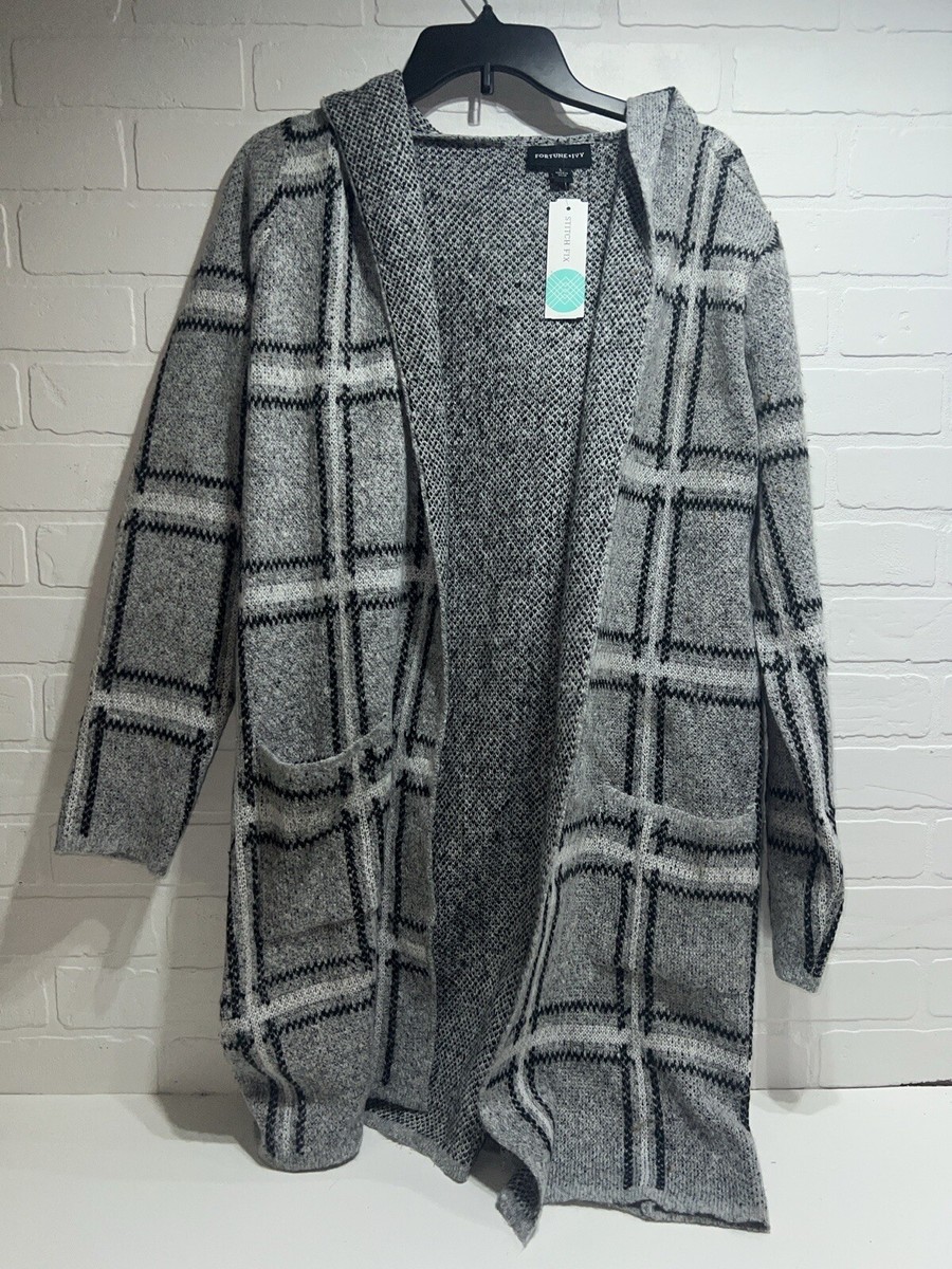 NWT! Fortune Ivy Camille Hooded Coatigan Grey Size Large